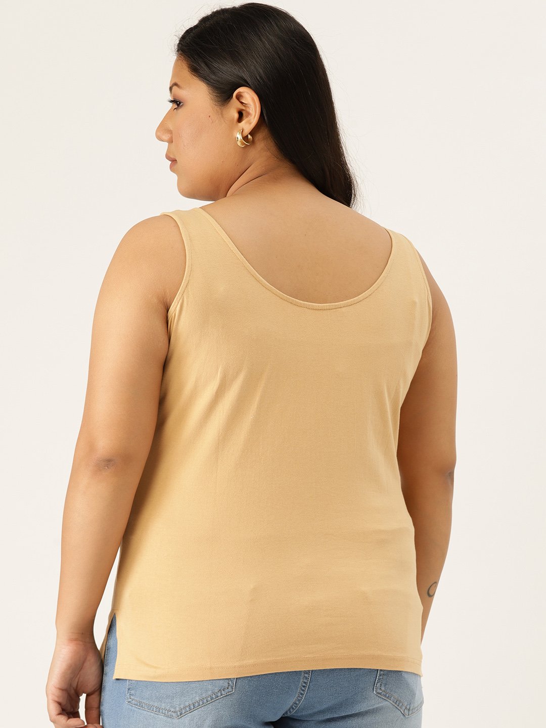 Women's Plus Size Beige Solid Color Camisole Top