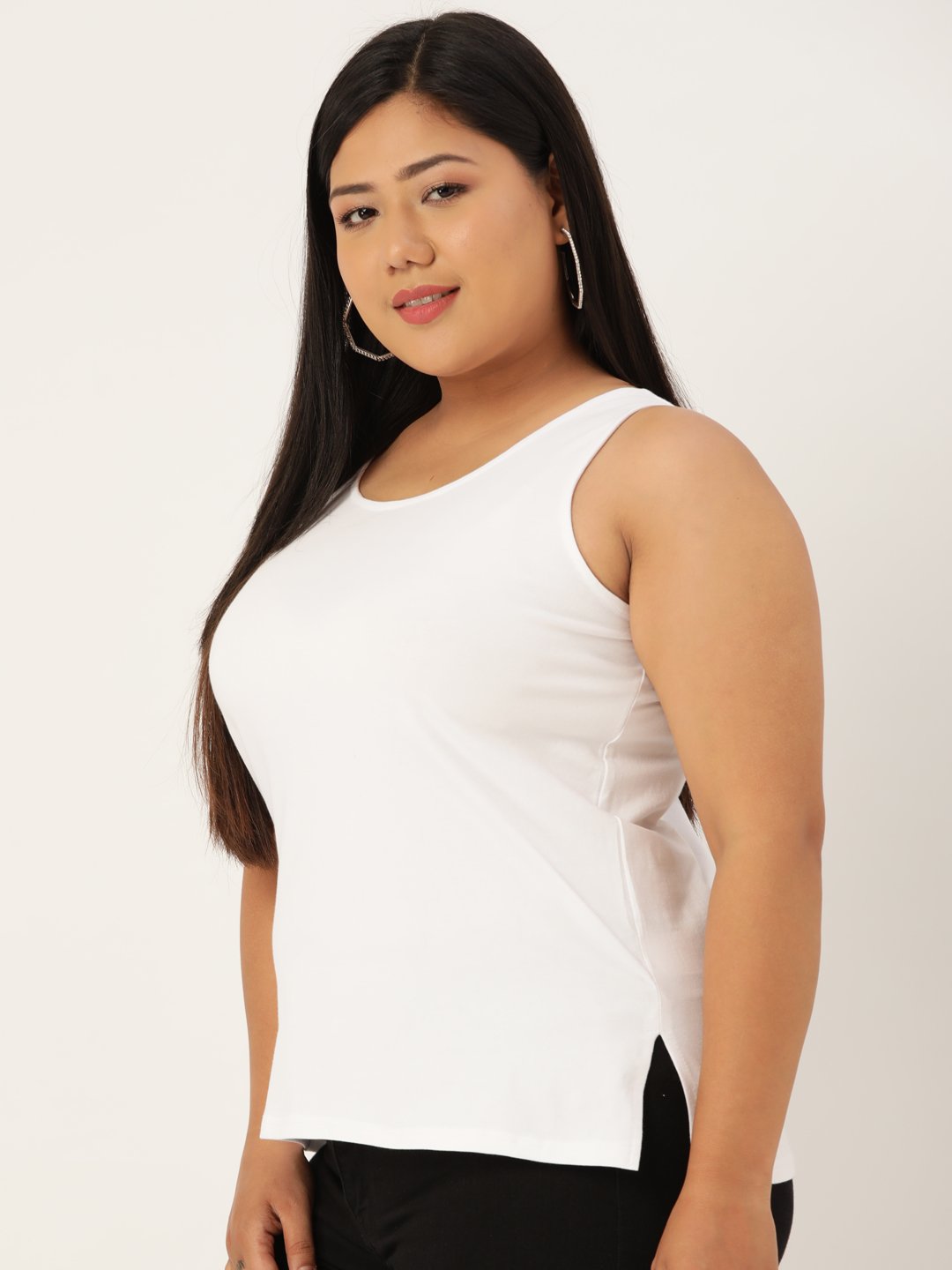 Women's Plus Size White Solid Color Camisole Top