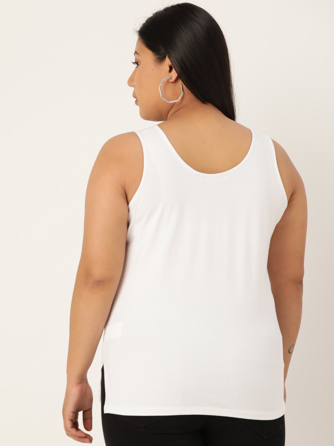 Women's Plus Size White Solid Color Camisole Top