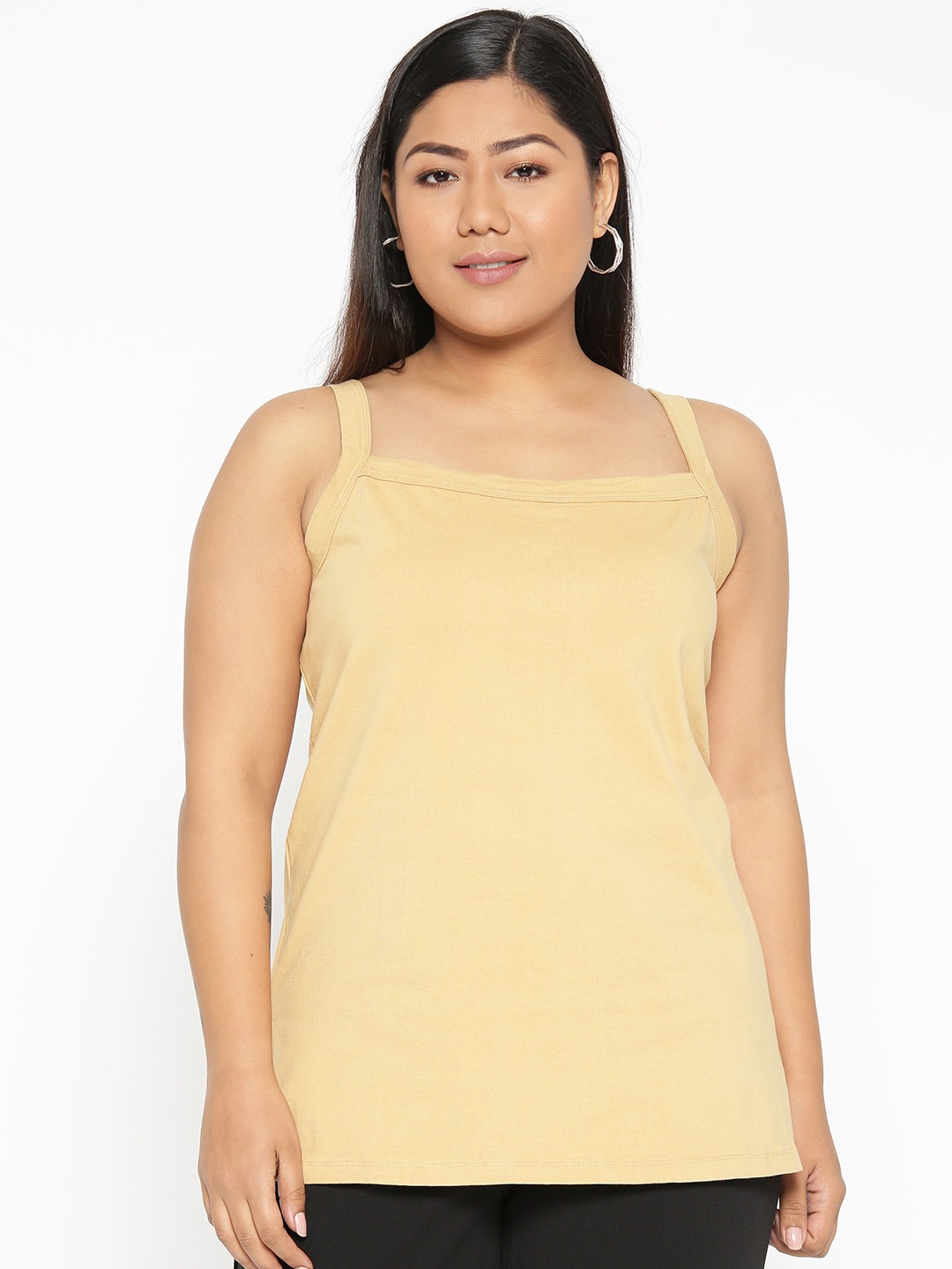 Women's Plus Size Beige Solid Color Camisole Top