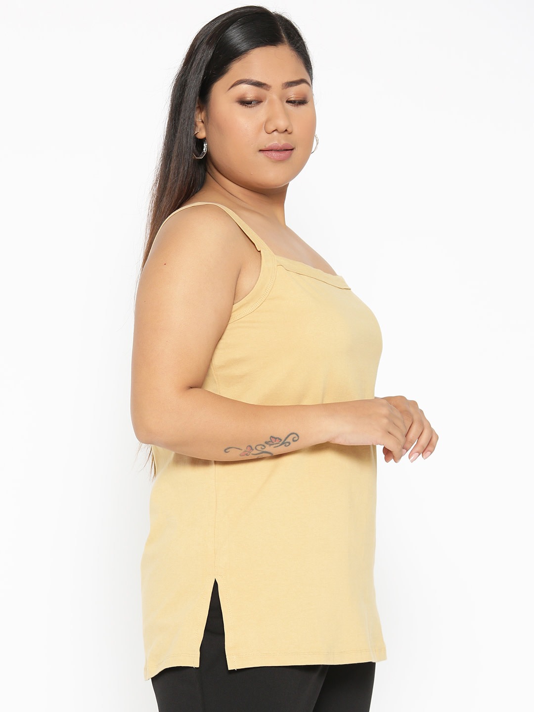 Women's Plus Size Beige Solid Color Camisole Top