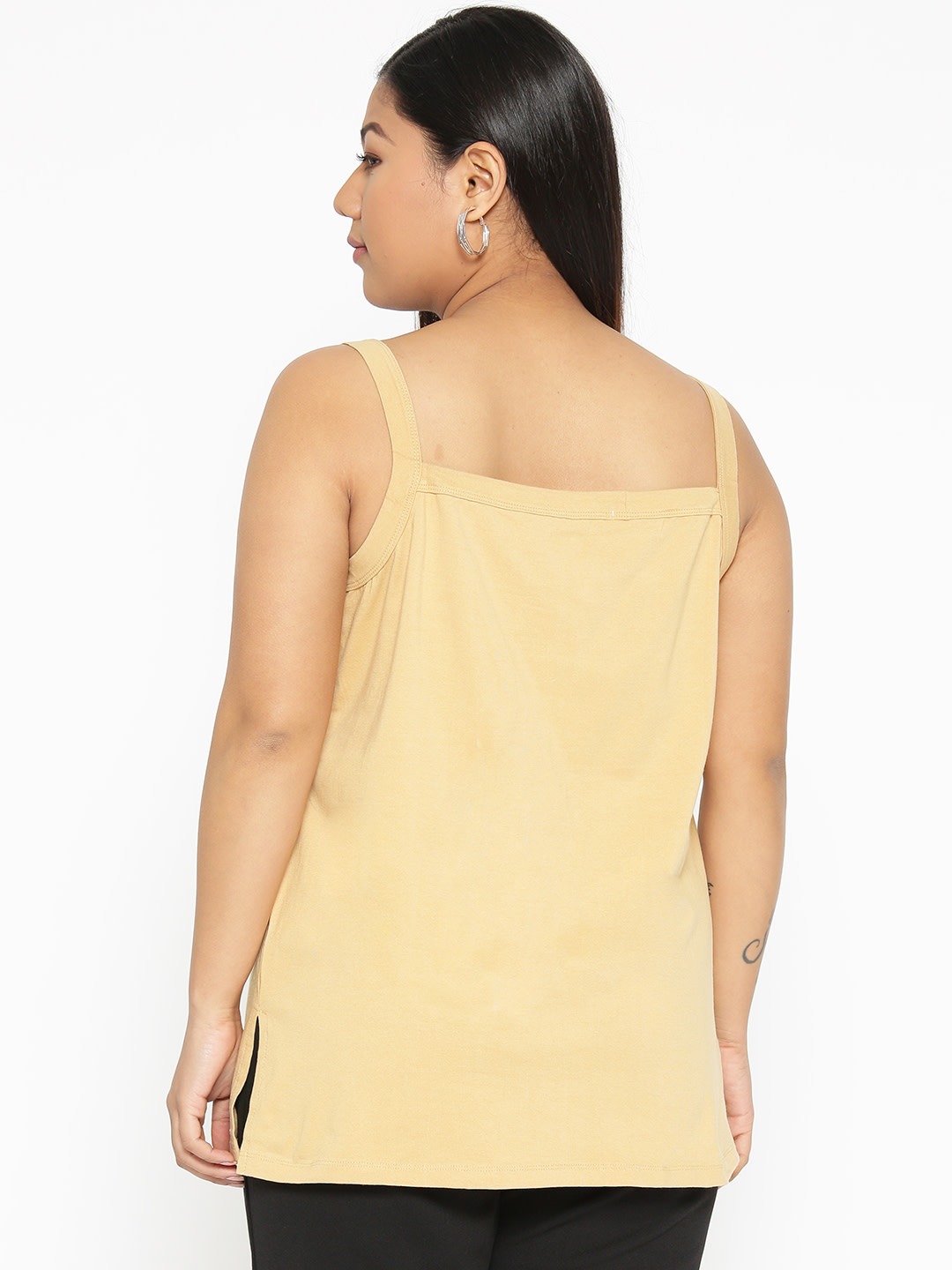 Women's Plus Size Beige Solid Color Camisole Top