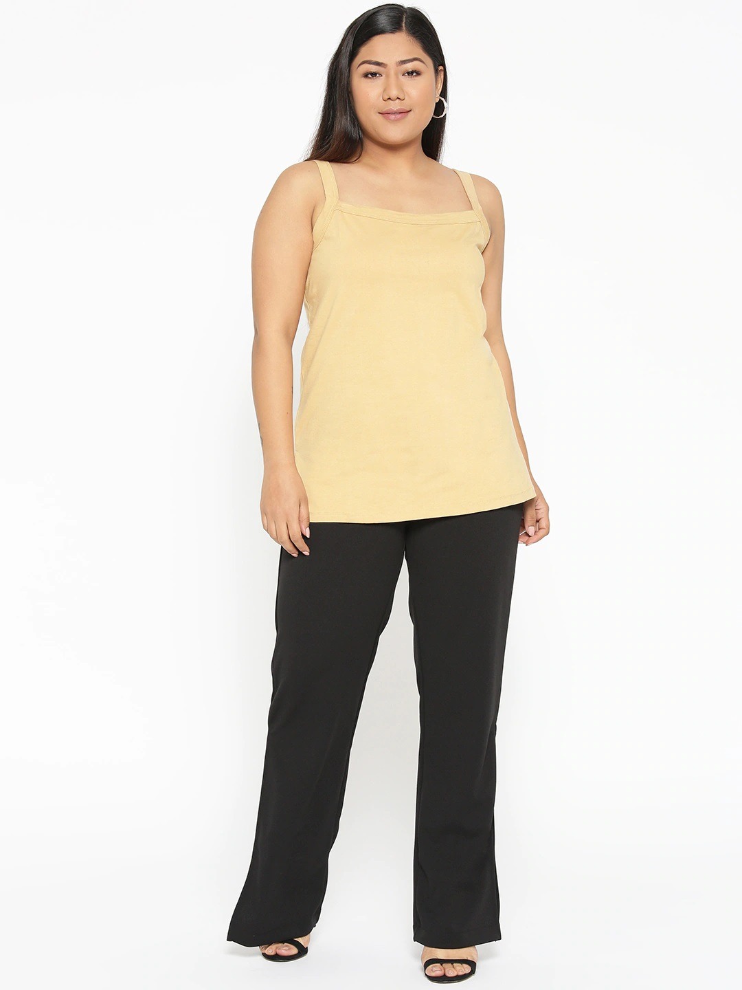Women's Plus Size Beige Solid Color Camisole Top