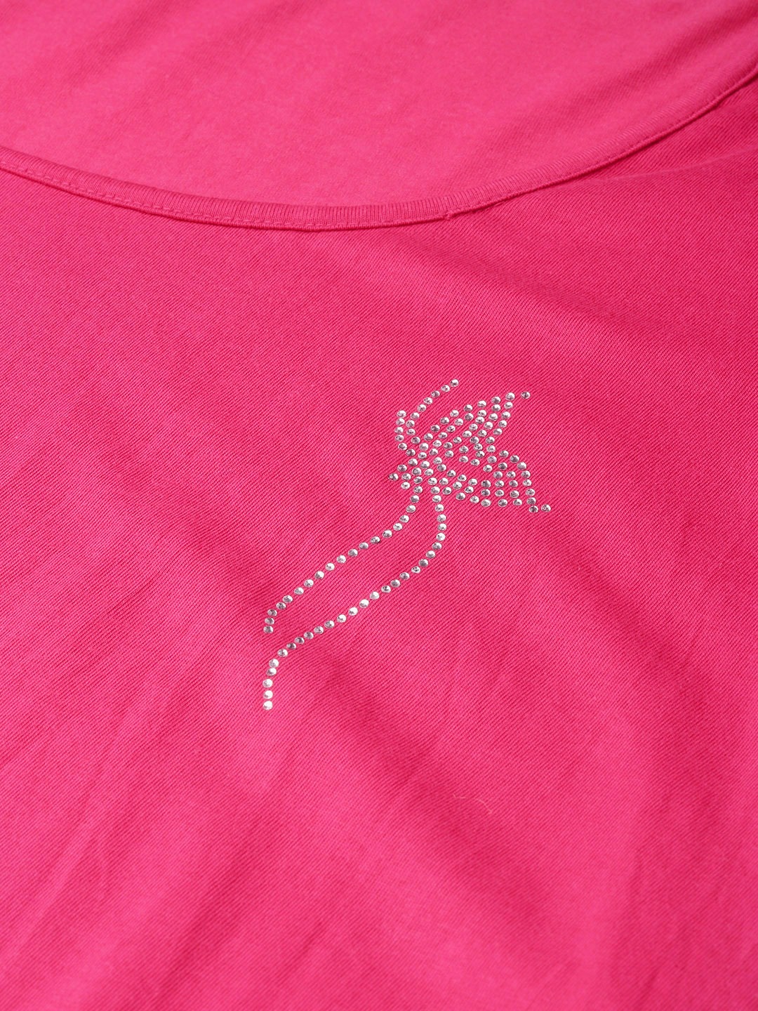 Women's Plus Size Fuchsia Solid Round Neck T-Shirt