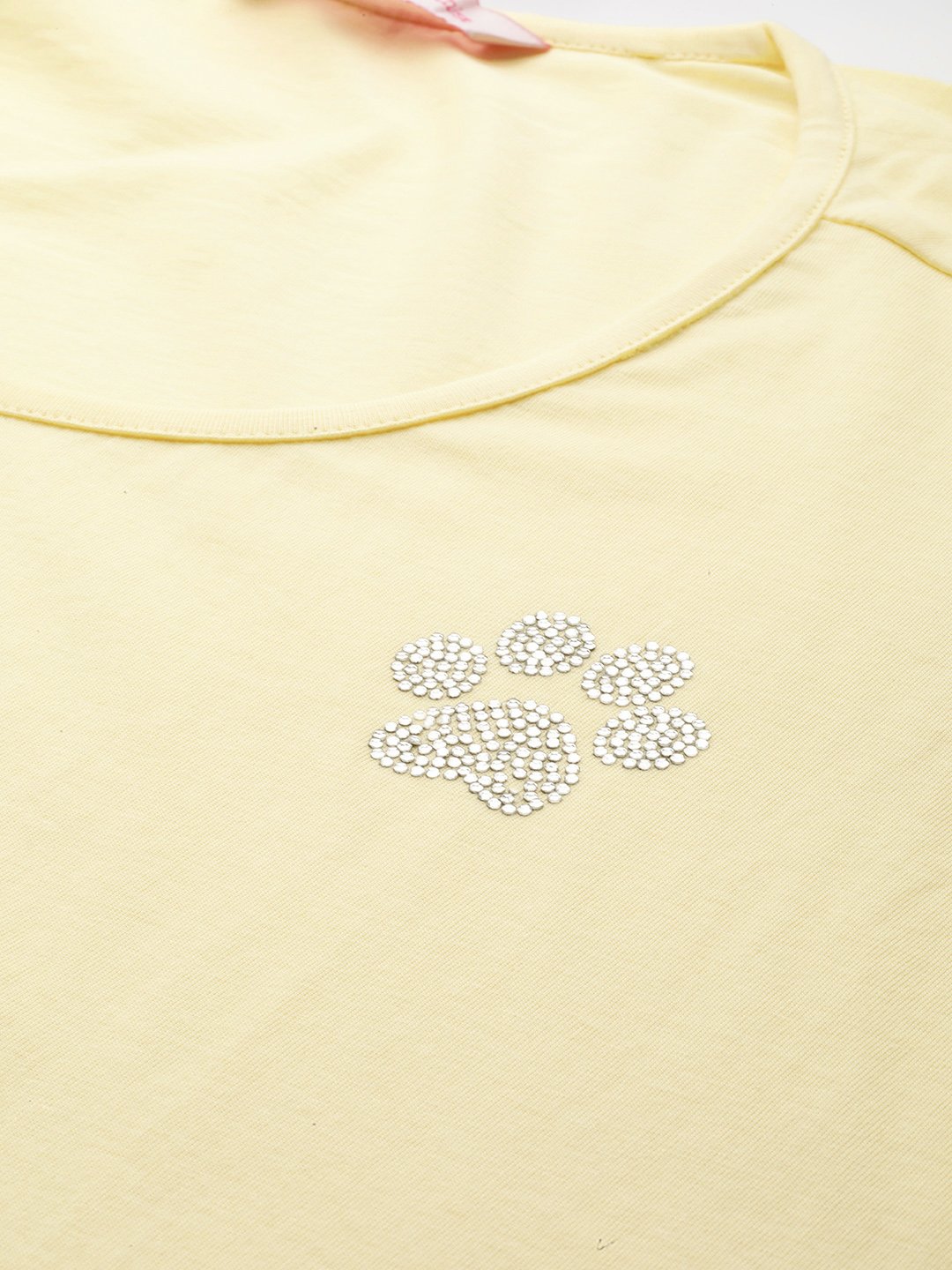 Women's Plus Size Pale Yellow Solid Color Round Neck T-Shirt
