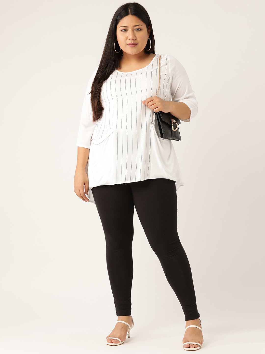 Women's Plus Size Black Solid Color Cotton Knitted Legging