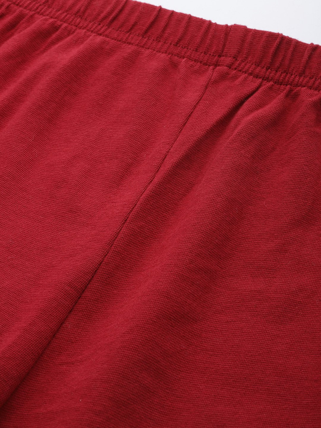 Women's Plus Size Maroon Solid Color Cotton Knitted Legging