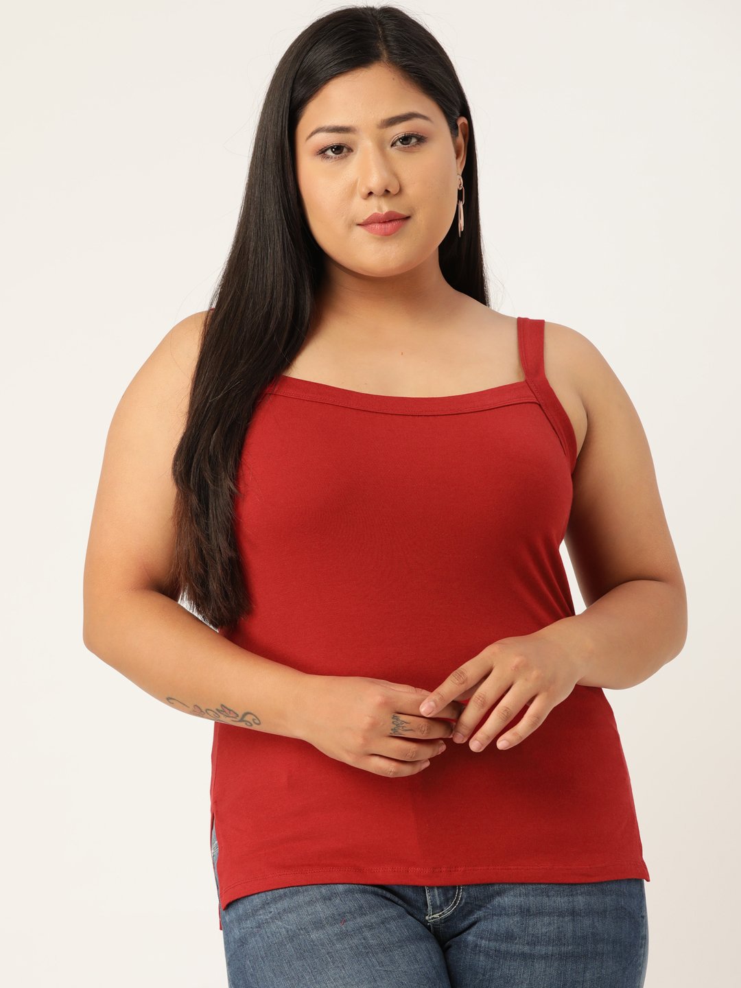 Women's Plus Size Maroon Solid Color Camisole Top