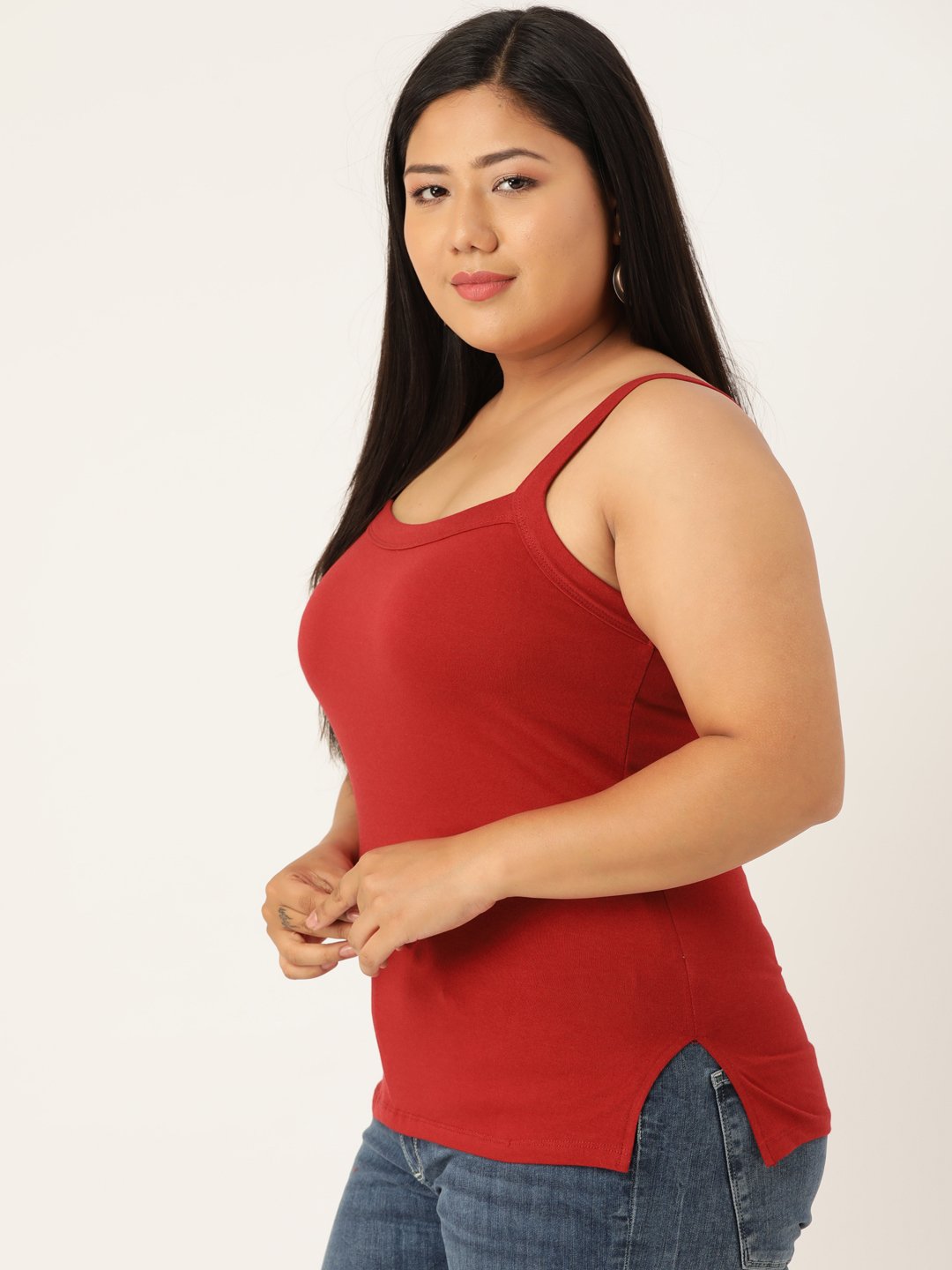 Women's Plus Size Maroon Solid Color Camisole Top