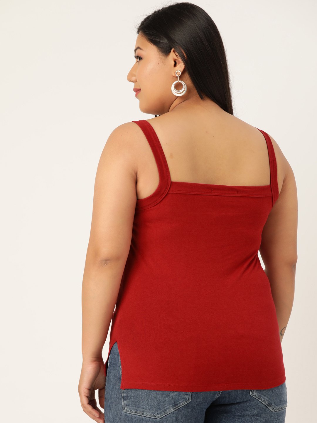 Women's Plus Size Maroon Solid Color Camisole Top