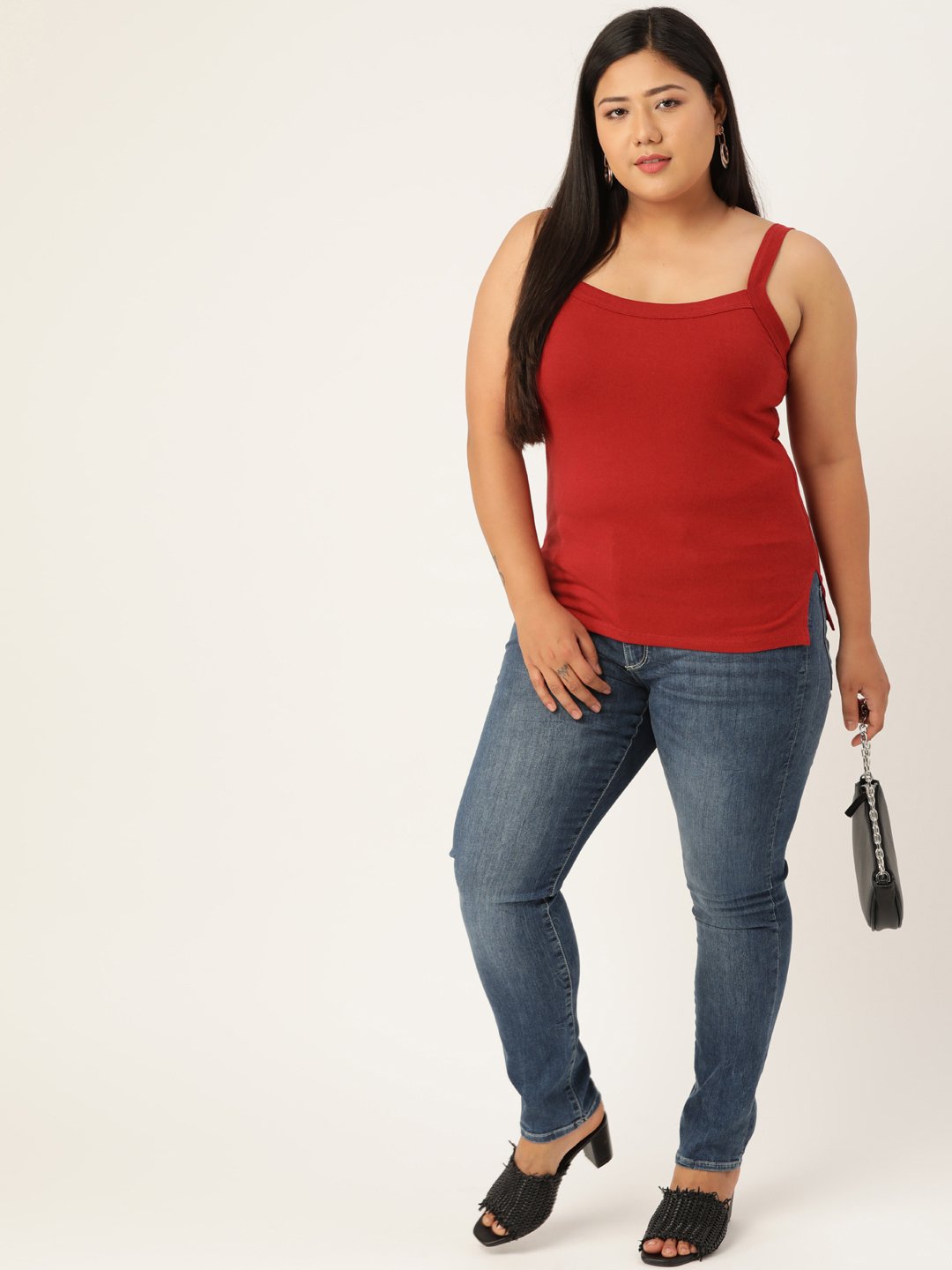 Women's Plus Size Maroon Solid Color Camisole Top
