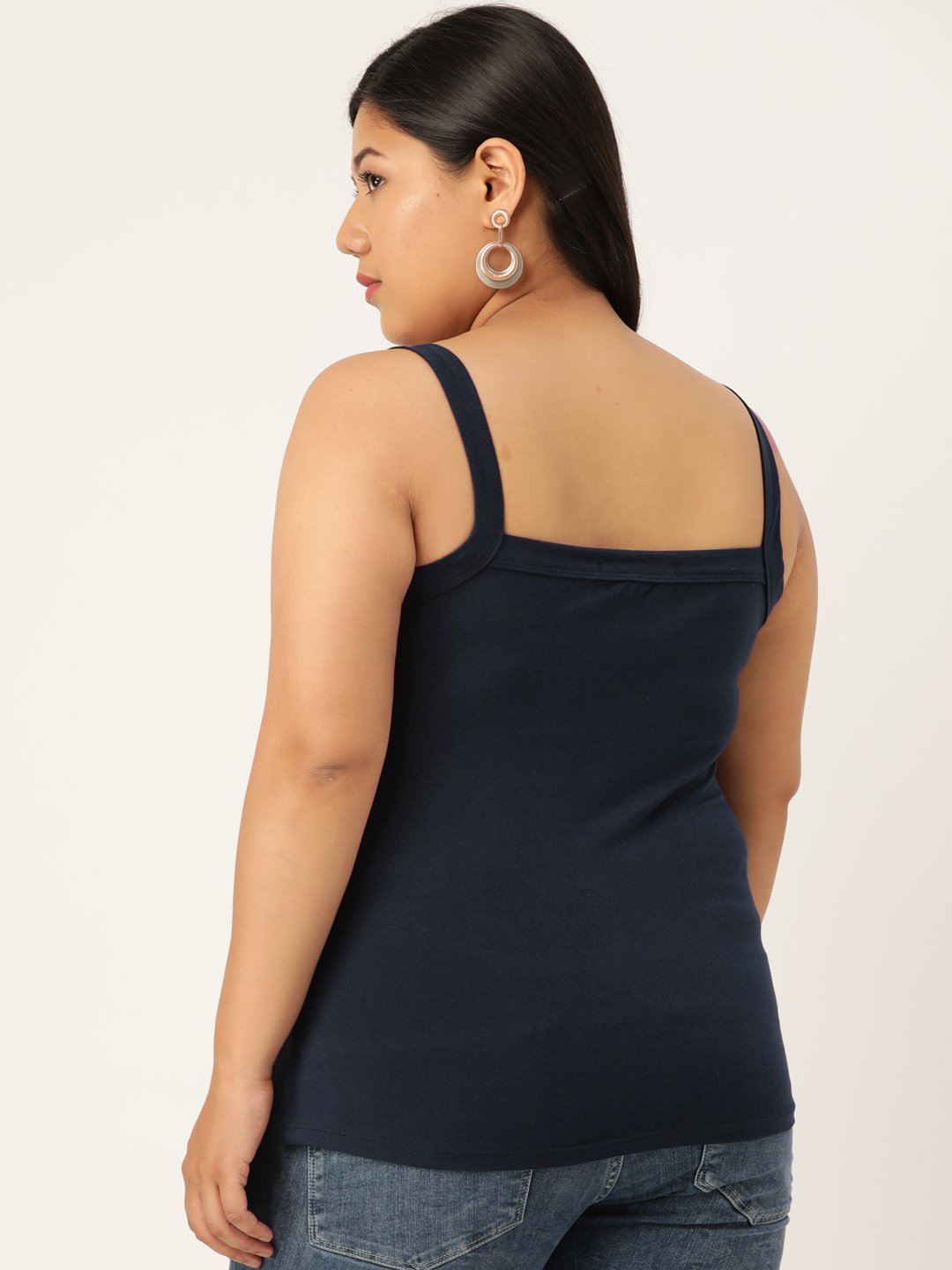 Women's Plus Size Navy Blue Solid Color Camisole Top