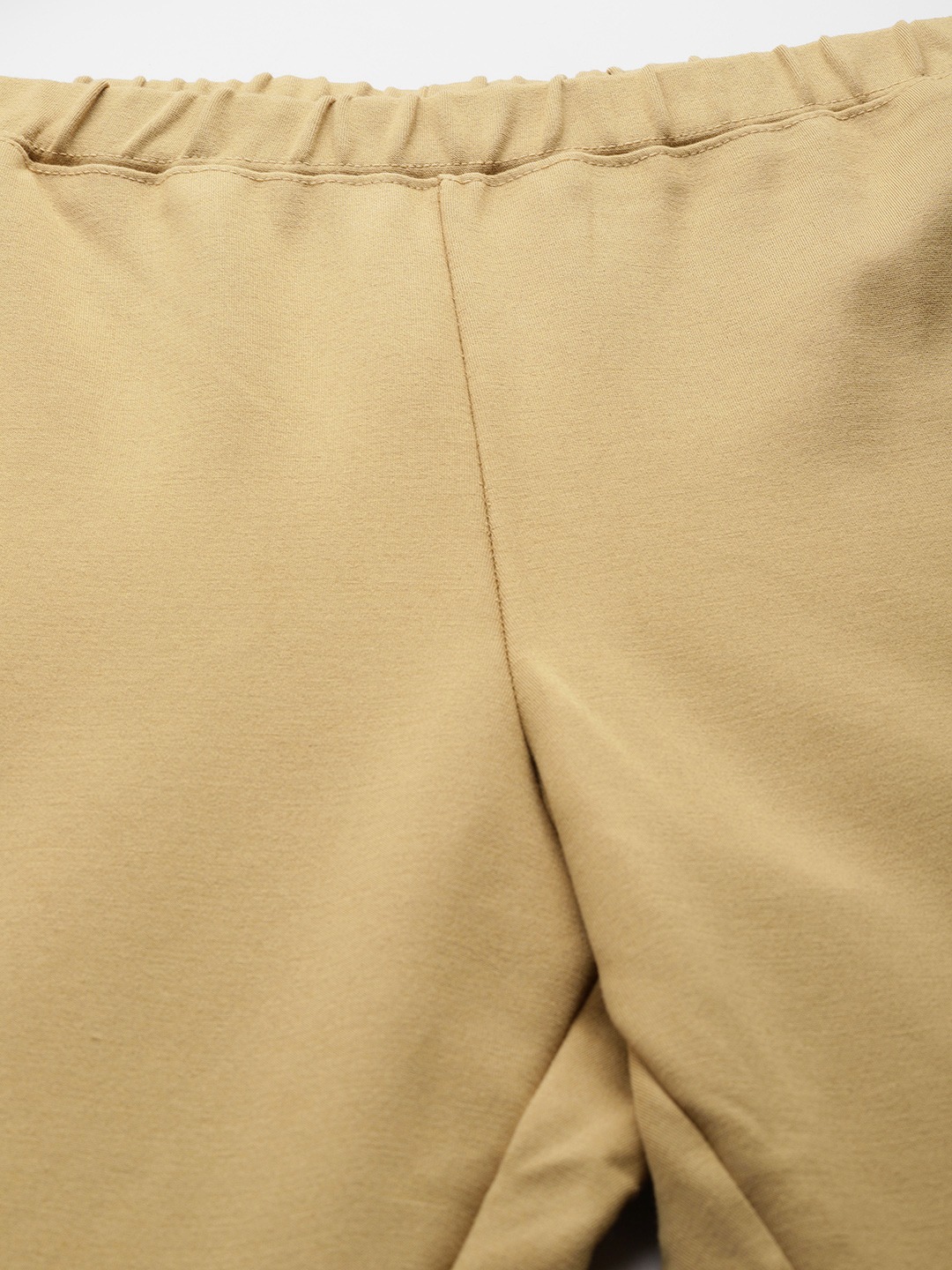 Women's Plus Size Beige Color Elasticated High-Rise Trouser