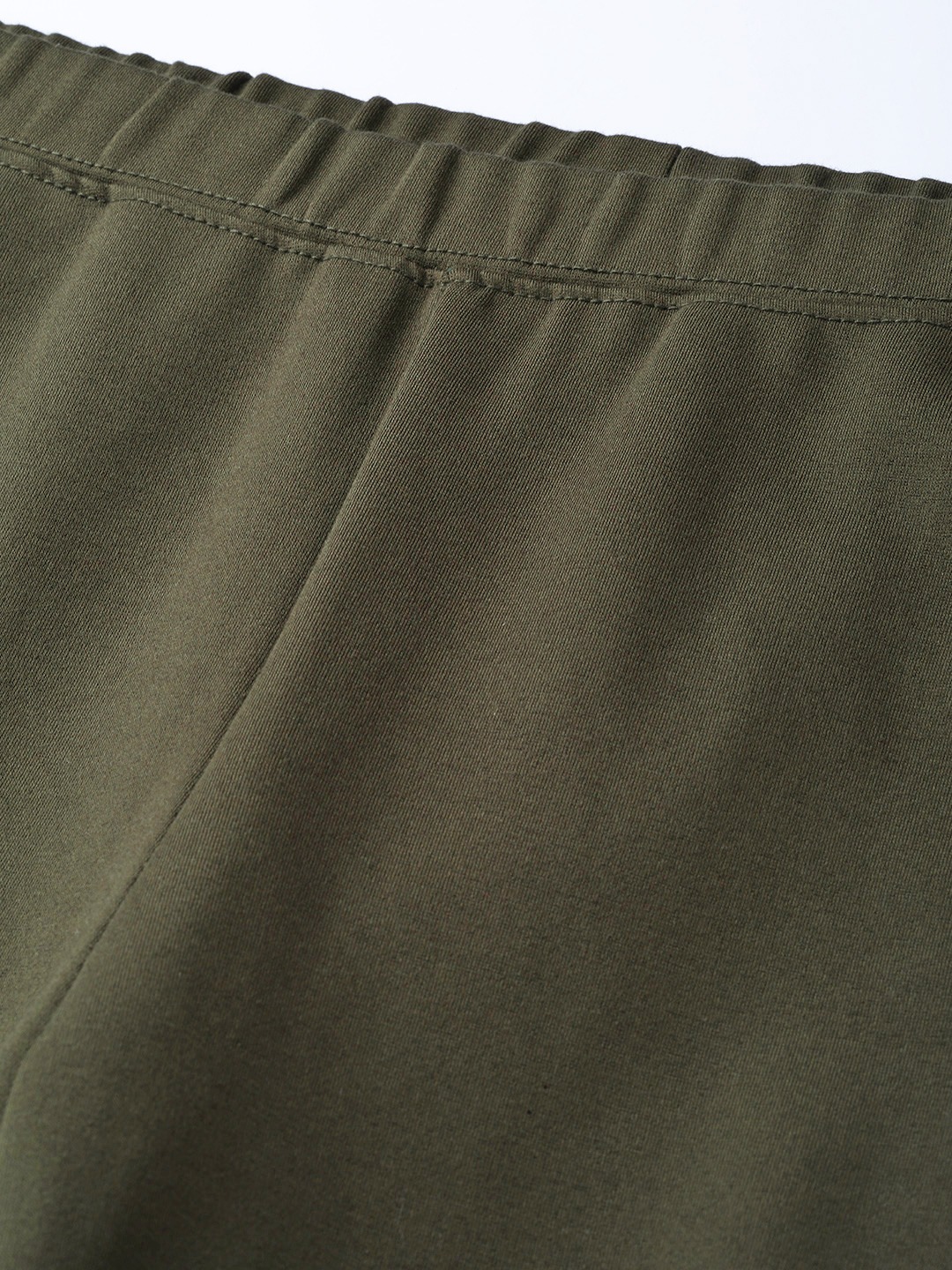 Women's Plus Size Olive Color Elasticated High-Rise Trouser