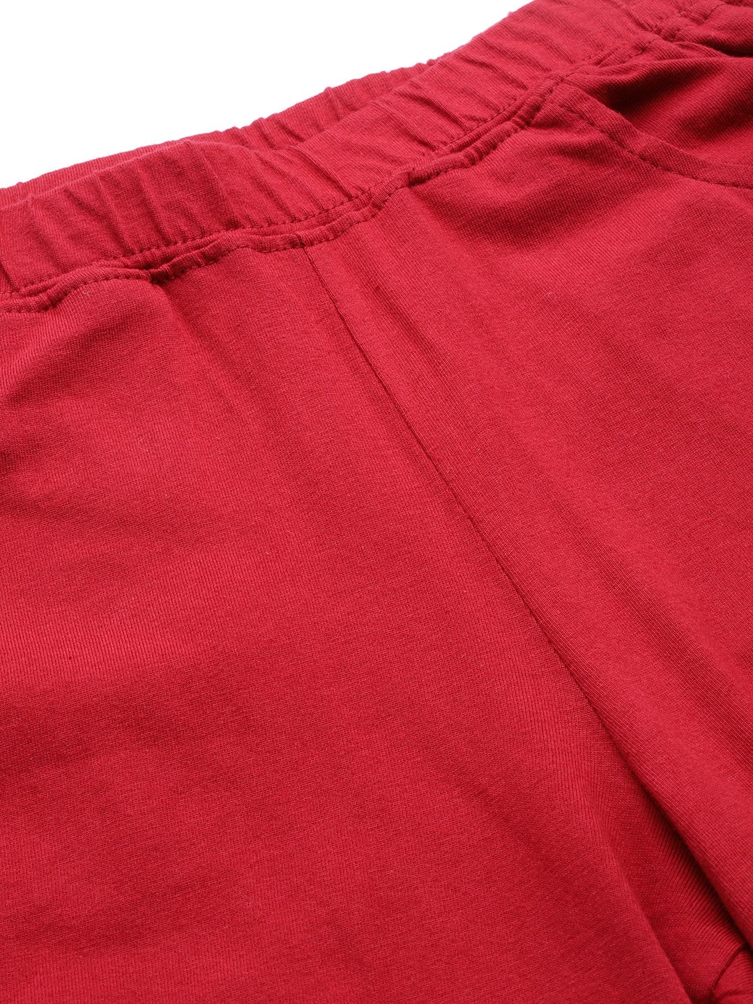 Women's Plus Size Maroon Solid Color Cotton Shorts