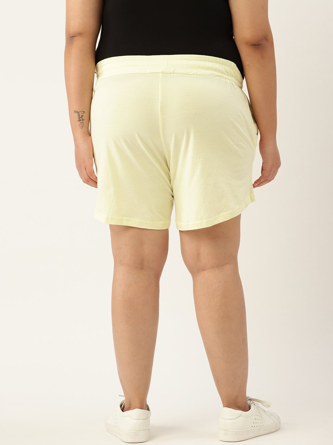 Women's Plus Size Pale Yellow Solid Color Pure Cotton Regular Shorts