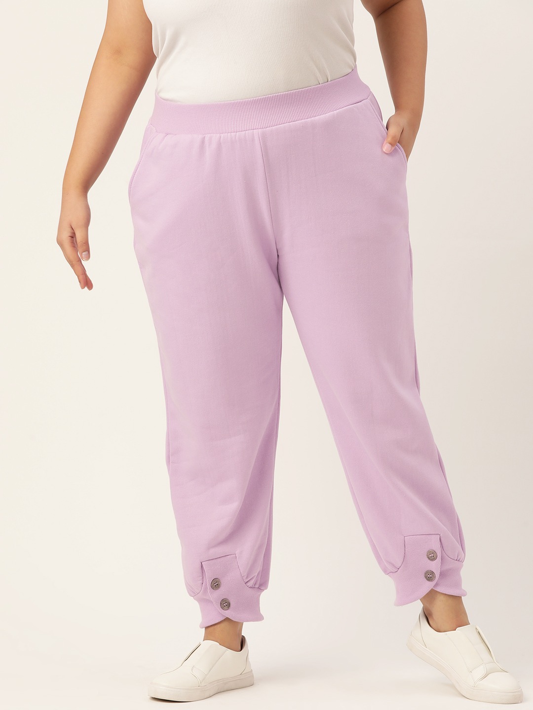 Women's Plus Size Lilac Solid Color Winter Jogger