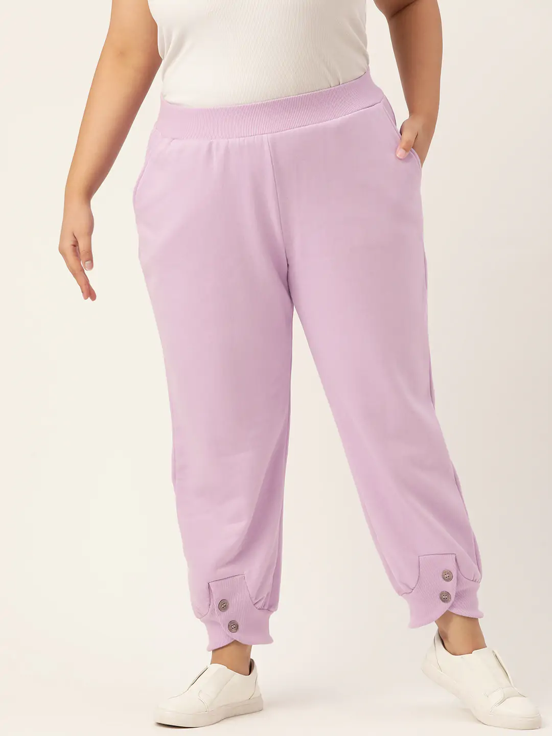 Women's Plus Size Lilac Solid Color Winter Jogger