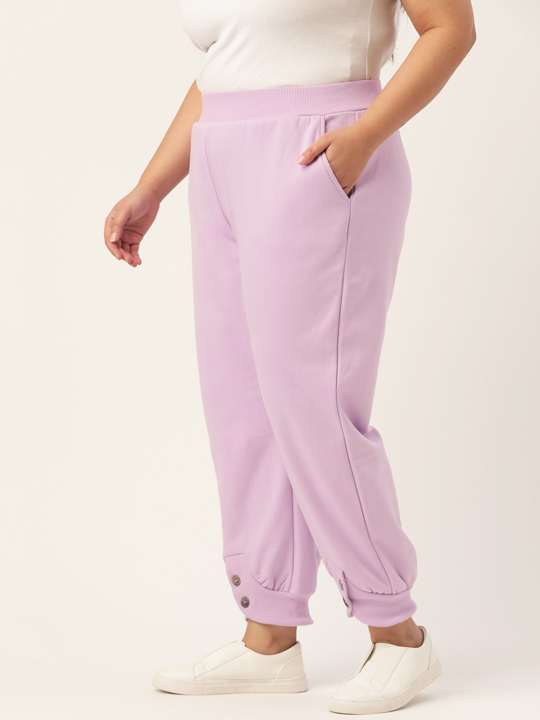 Women's Plus Size Lilac Solid Color Winter Jogger