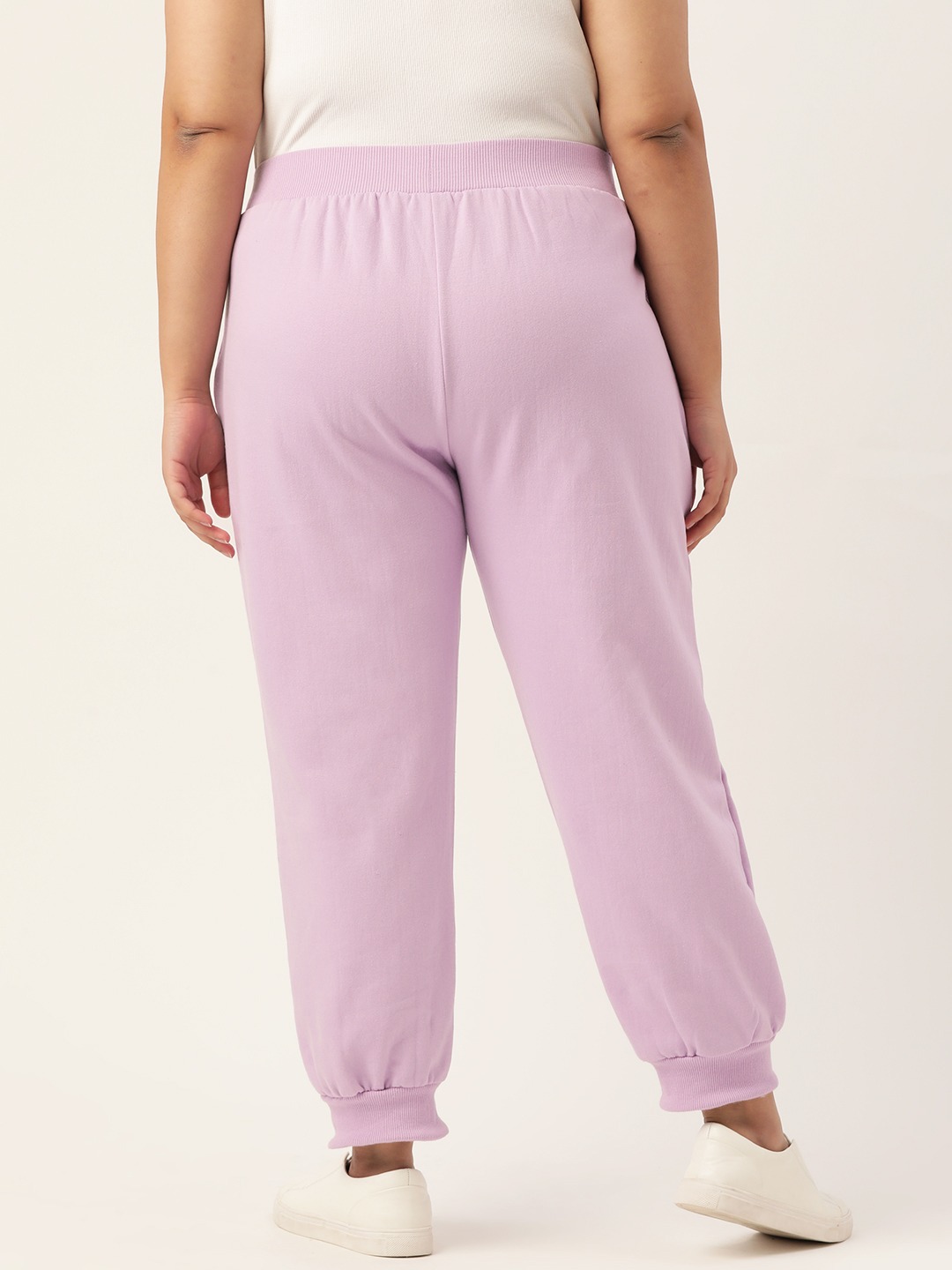 Women's Plus Size Lilac Solid Color Winter Jogger
