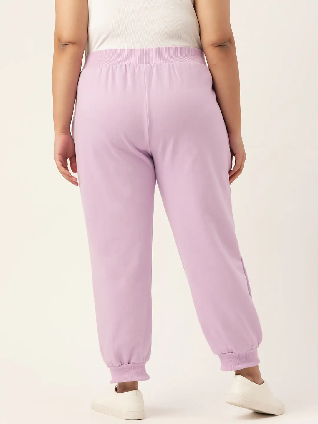 Women's Plus Size Lilac Solid Color Winter Jogger