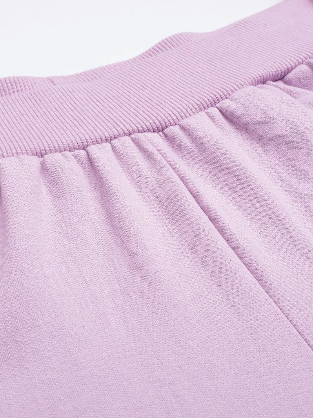 Women's Plus Size Lilac Solid Color Winter Jogger