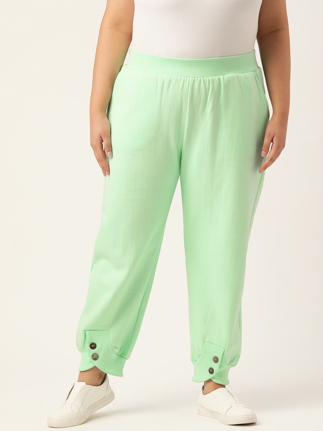 Women's Plus Size Sea Green Solid Color Winter Jogger