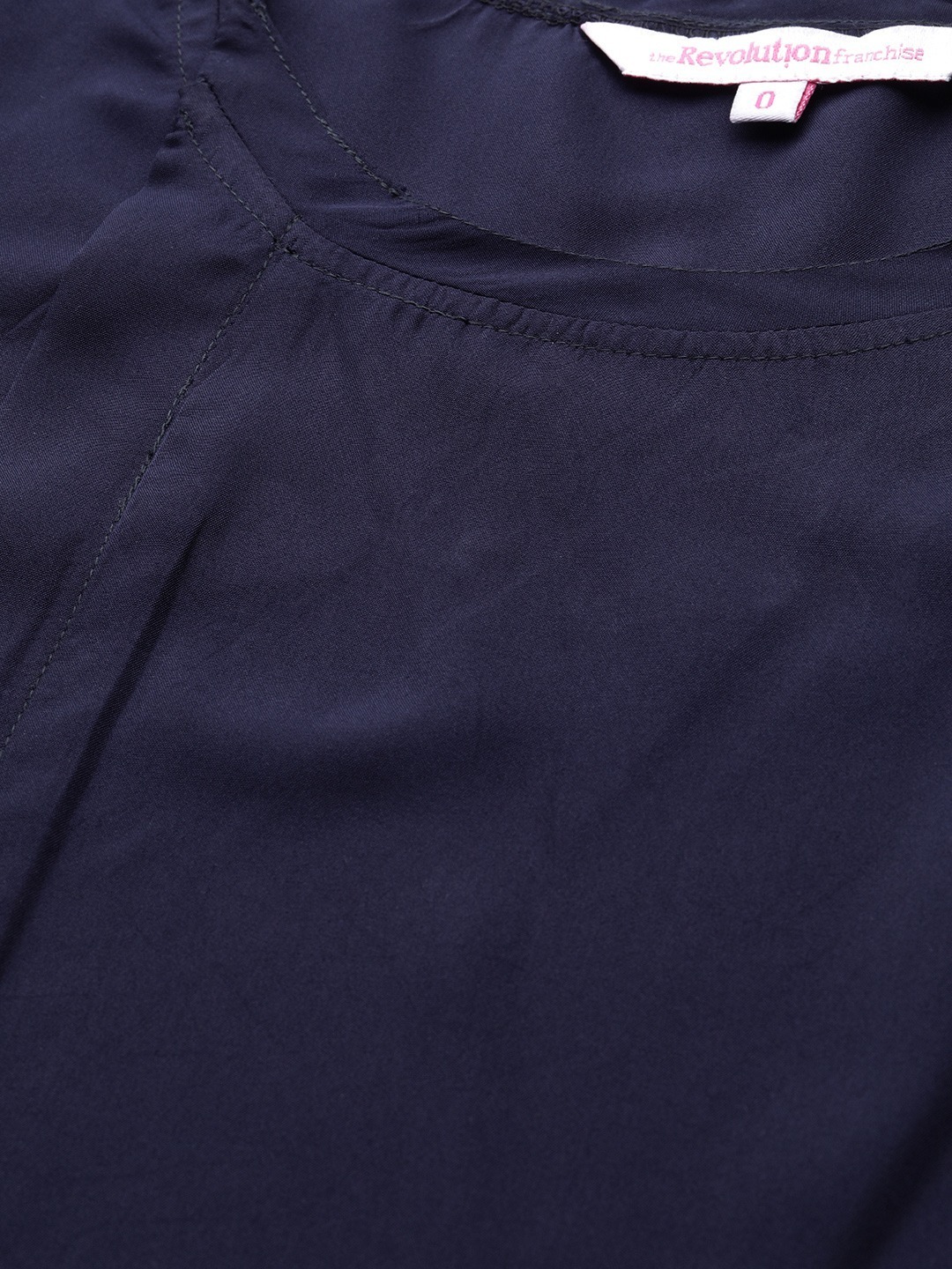 Women's Plus Size Navy Blue Solid Color Asymmetric A-Line Top
