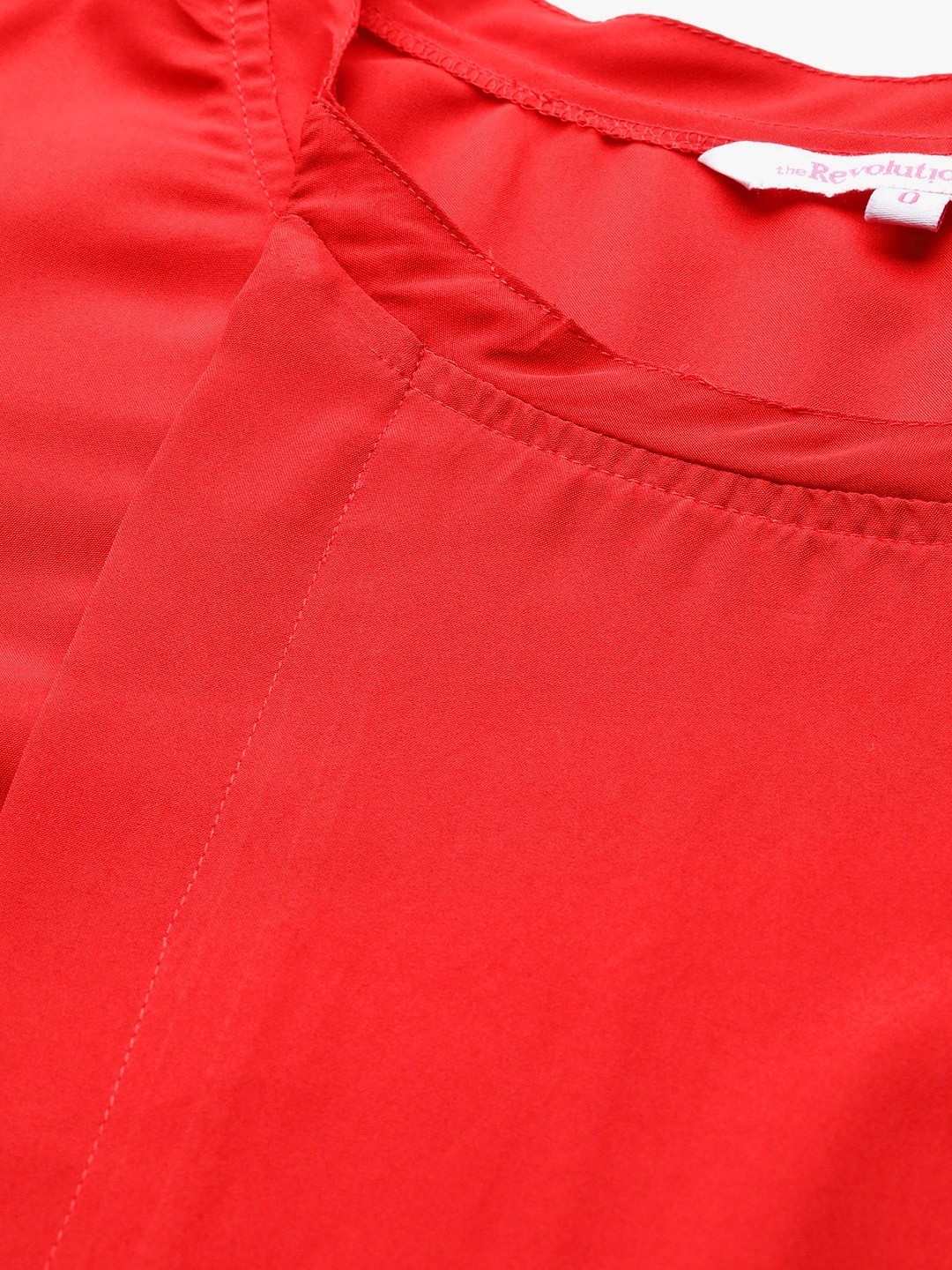 Women's Plus Size Red Solid Color Asymmetric A-Line Top