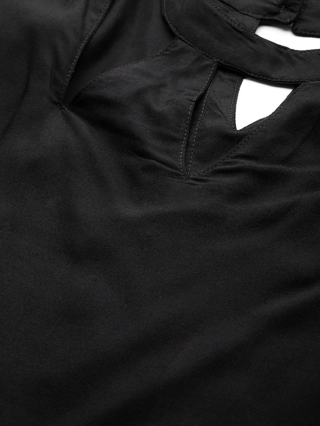 Women's Plus SizeBlack Solid Color A-Line Midi Dress