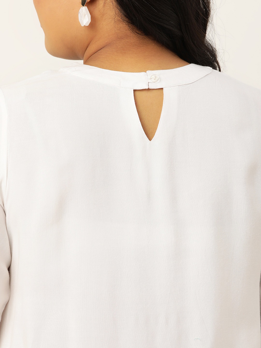 Women's Plus Size White Solid Color A-Line Midi Dress