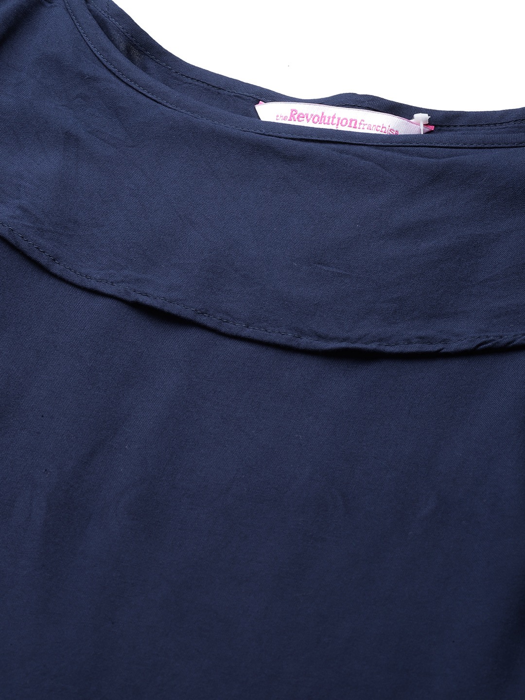 Women's Plus Size Navy Blue Flutter Sleeves Layered Top