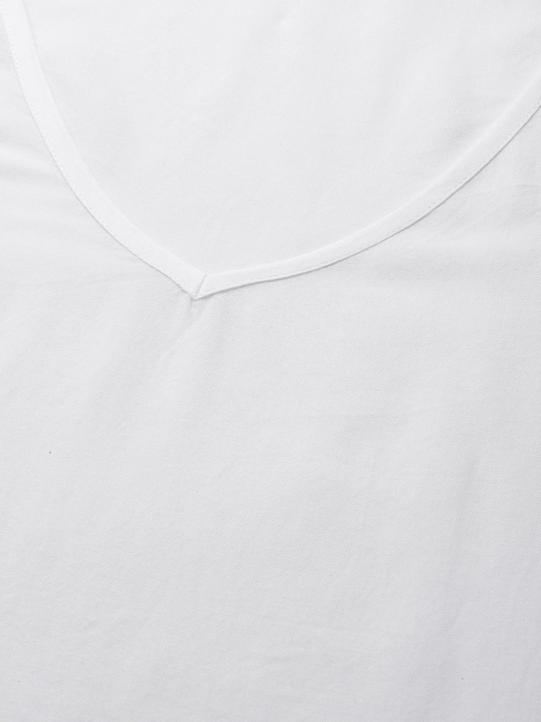 Women's Plus SizeWhite Solid V-Neck Top With Tie-Up Detail