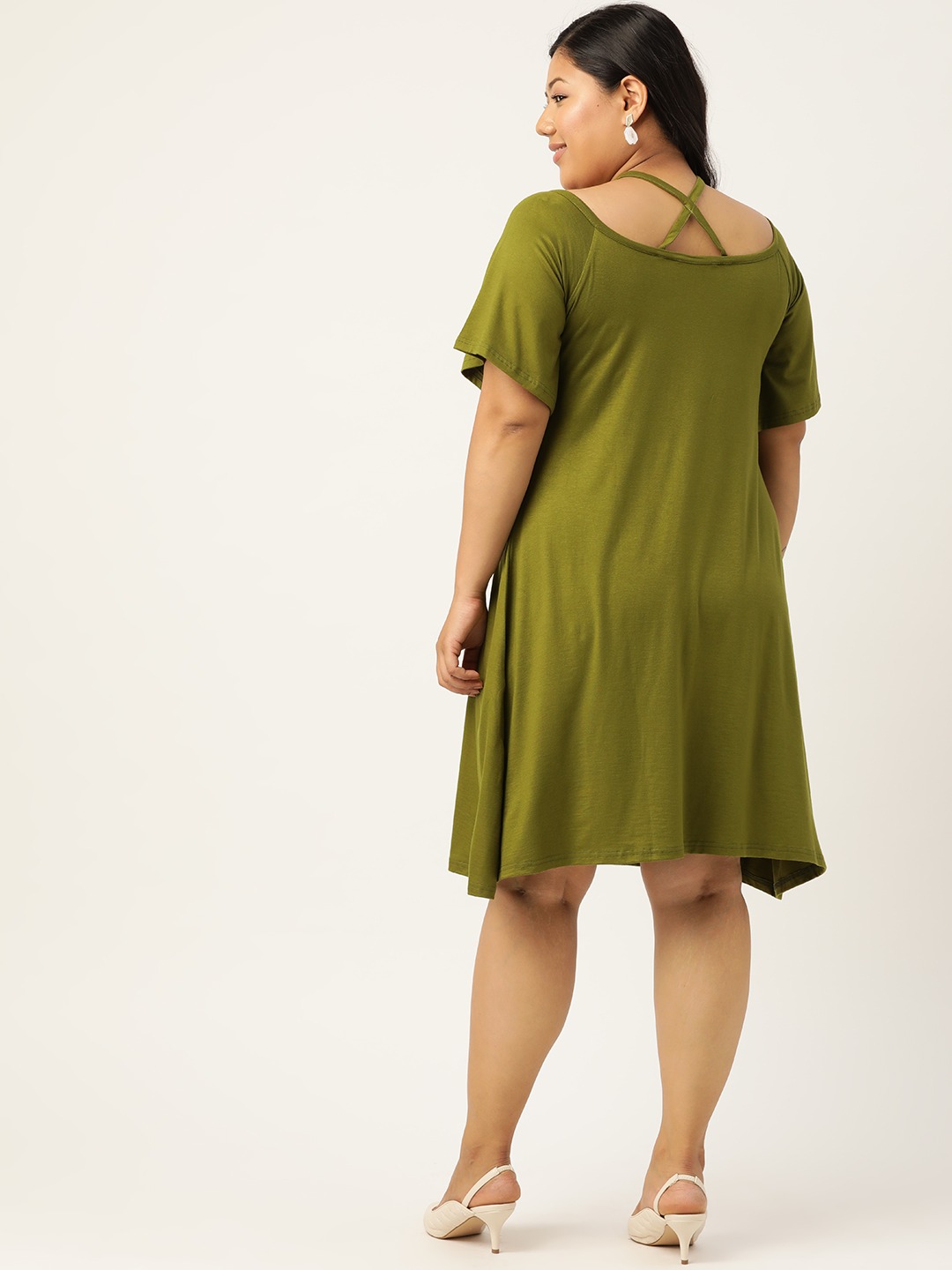Women's Plus Size Fern Solid Color Party Wear A-Line Dress