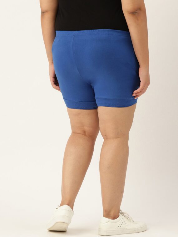 Buy theRebelinme Plus Size Womens Royal Blue Solid Cotton Yoga