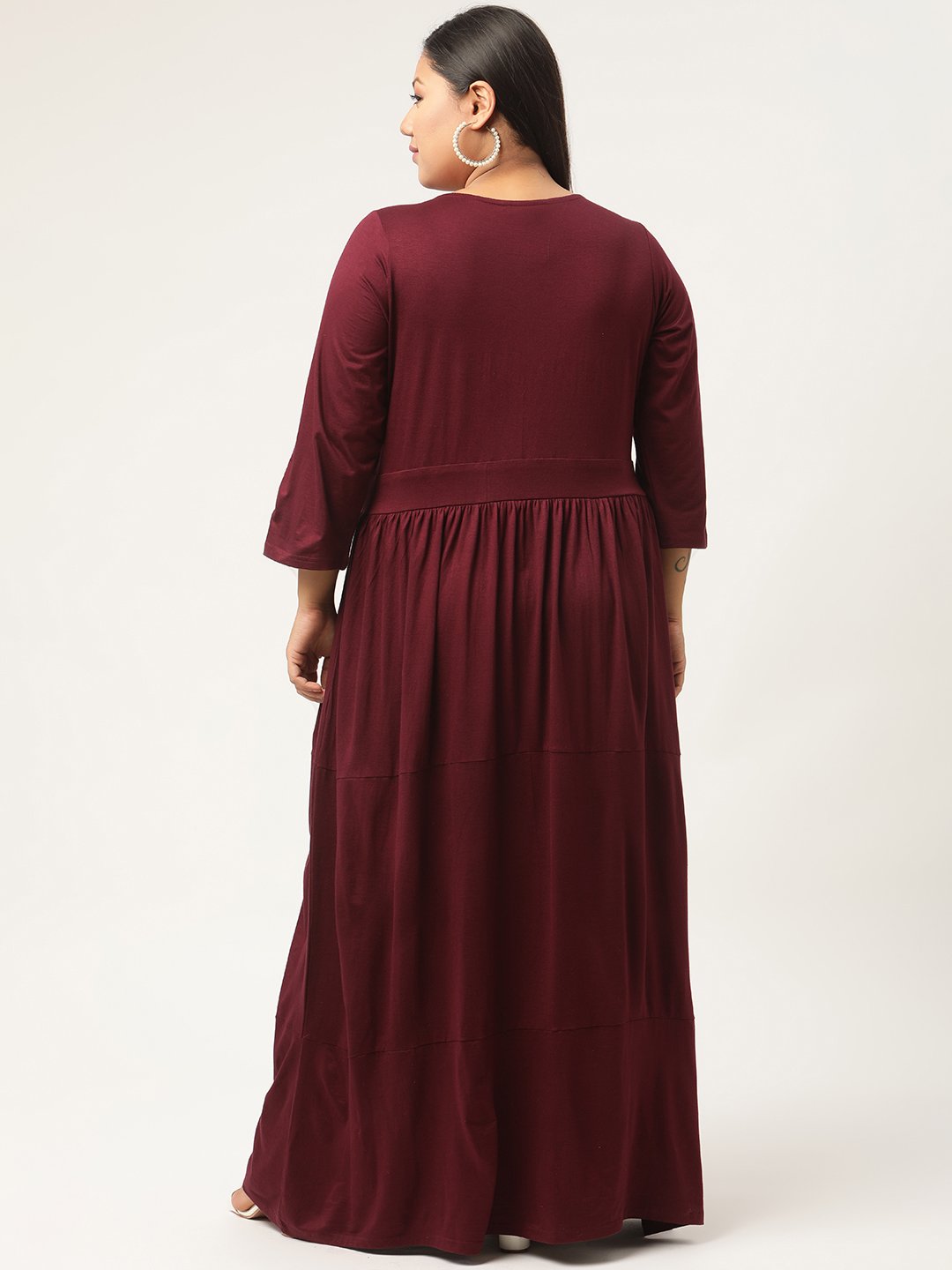 Women's Plus Size Purple Solid Color Partywear Maxi Dress
