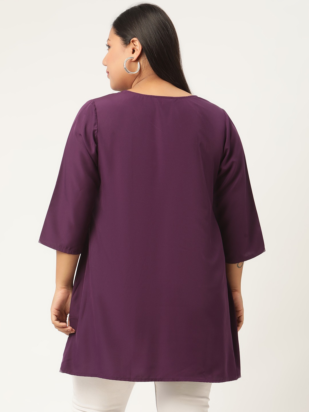 Women's Plus Size Purple Solid Color Ruffles Regular Top