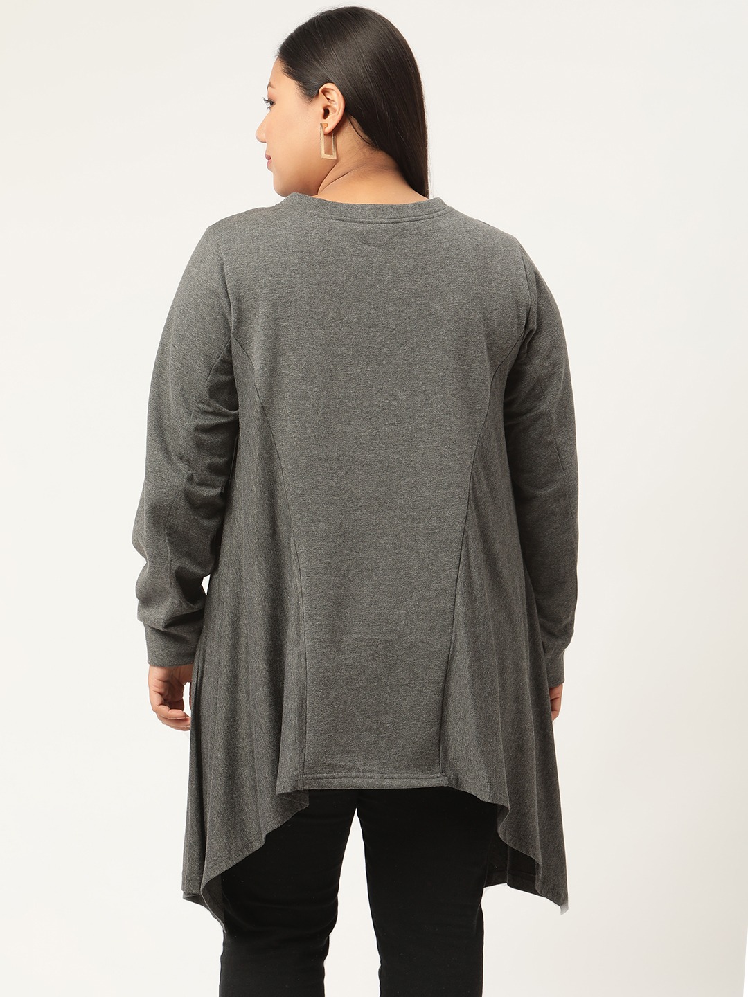 Women's Plus Size Charcoal Grey Knitted Winter Top