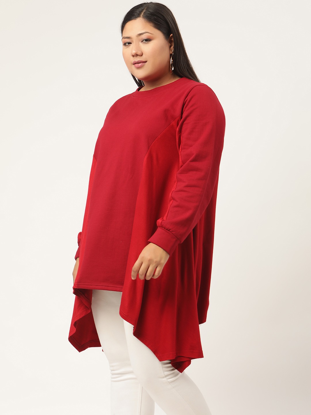 Women's Plus Size Maroon Knitted Winter Top