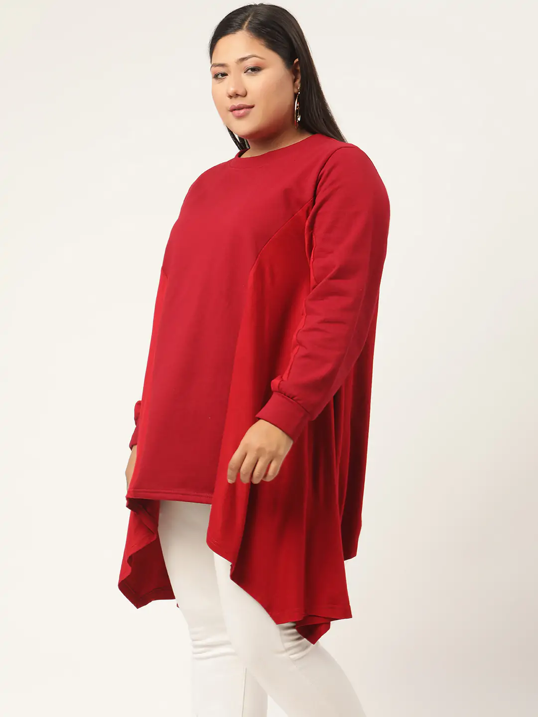 Women's Plus Size Maroon Knitted Winter Top