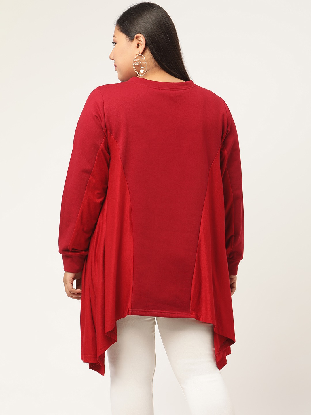 Women's Plus Size Maroon Knitted Winter Top