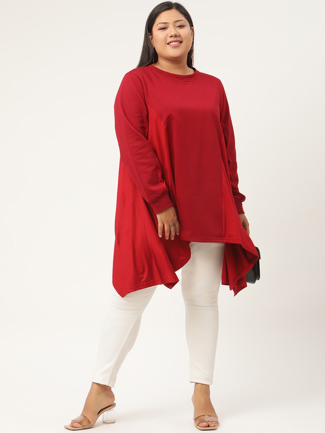 Women's Plus Size Maroon Knitted Winter Top