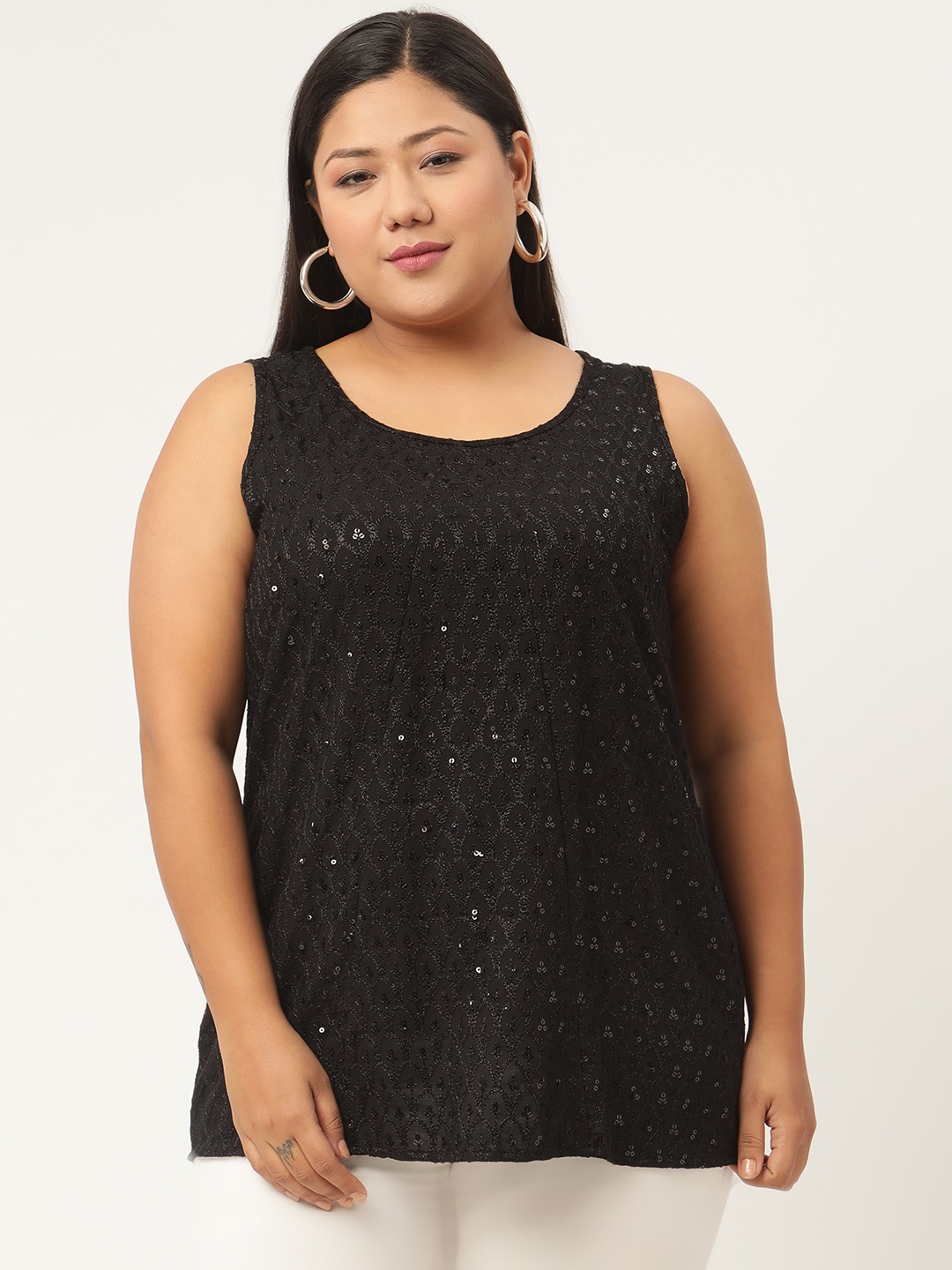 Women's Plus SizeBlack Embellished Top