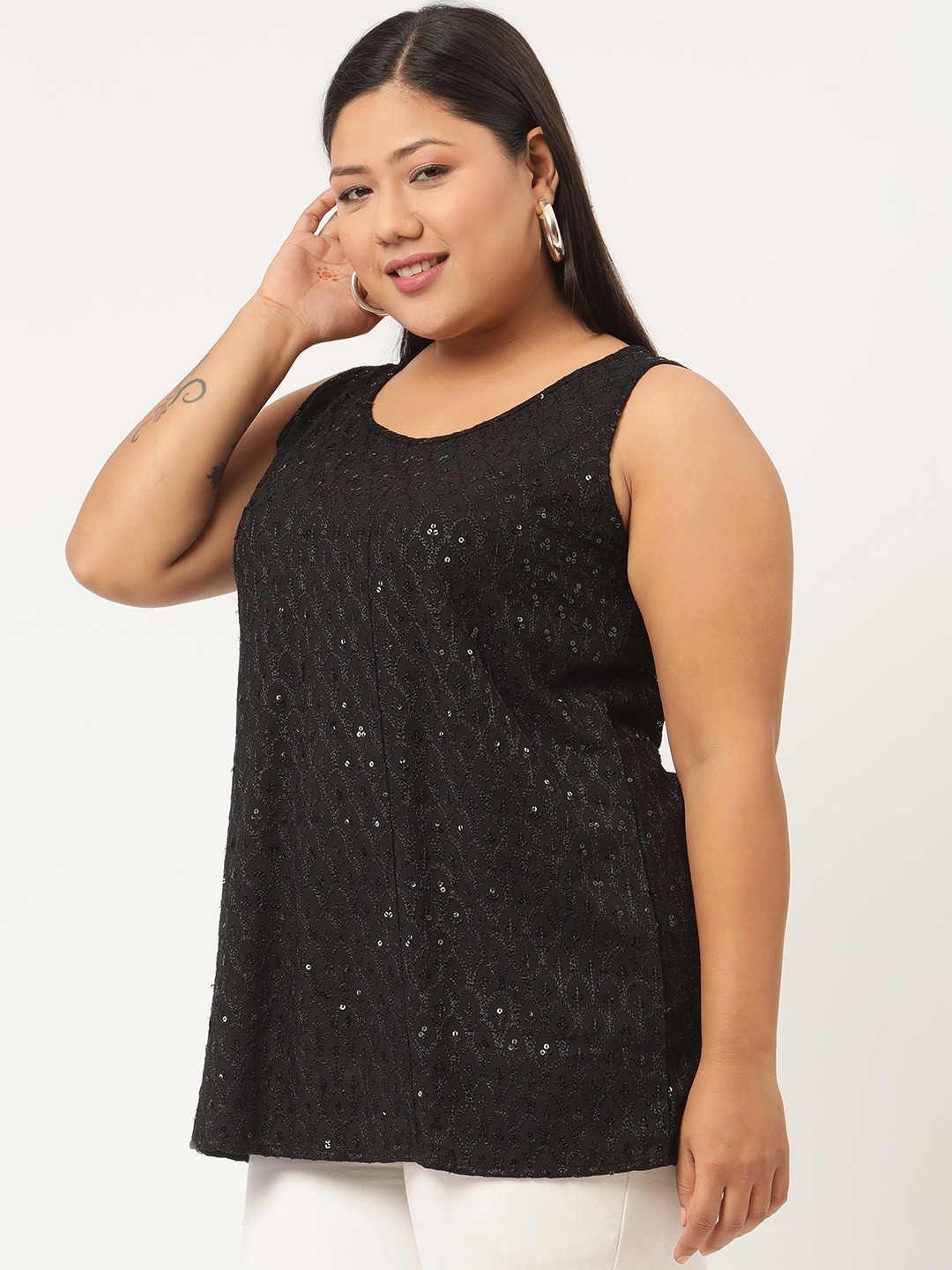 Women's Plus SizeBlack Embellished Top