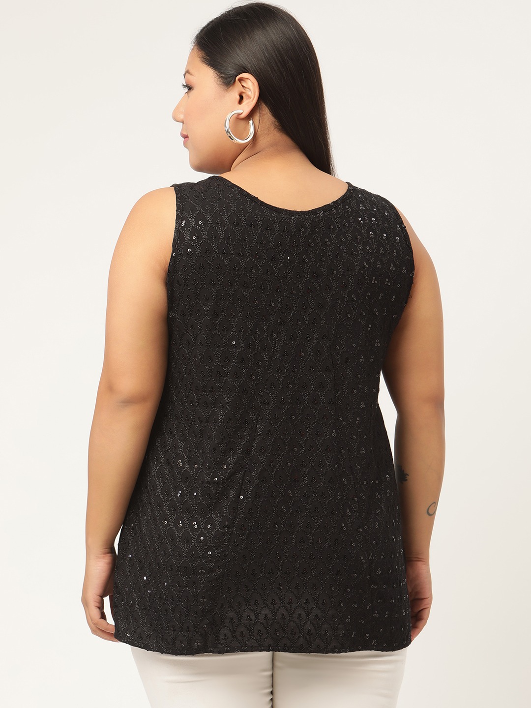 Women's Plus SizeBlack Embellished Top