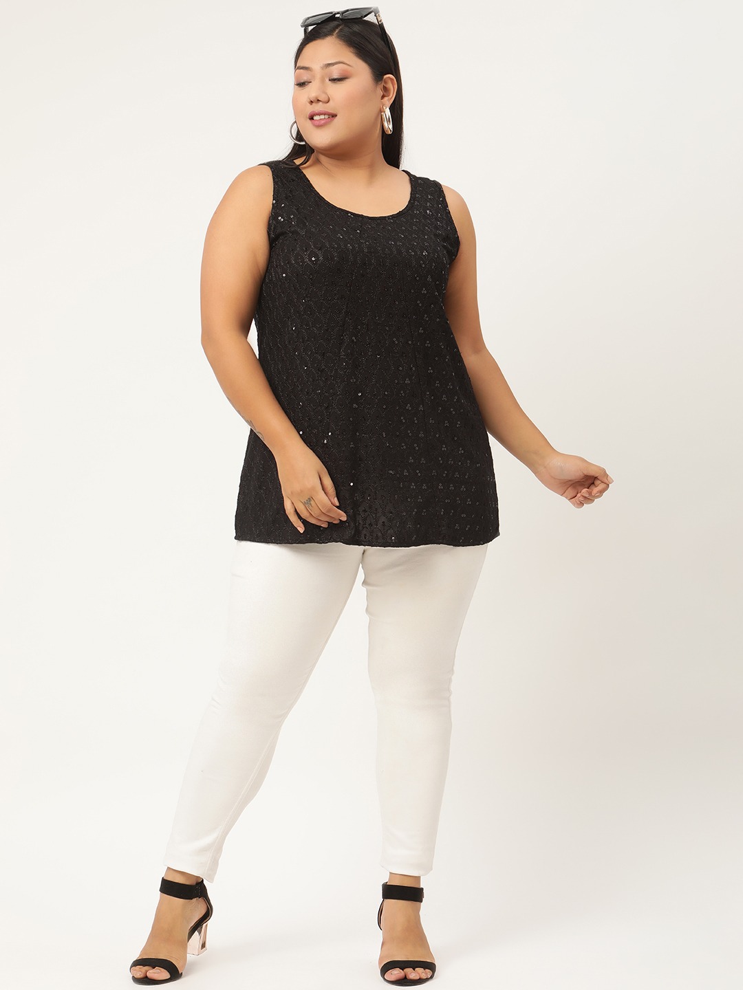 Women's Plus SizeBlack Embellished Top