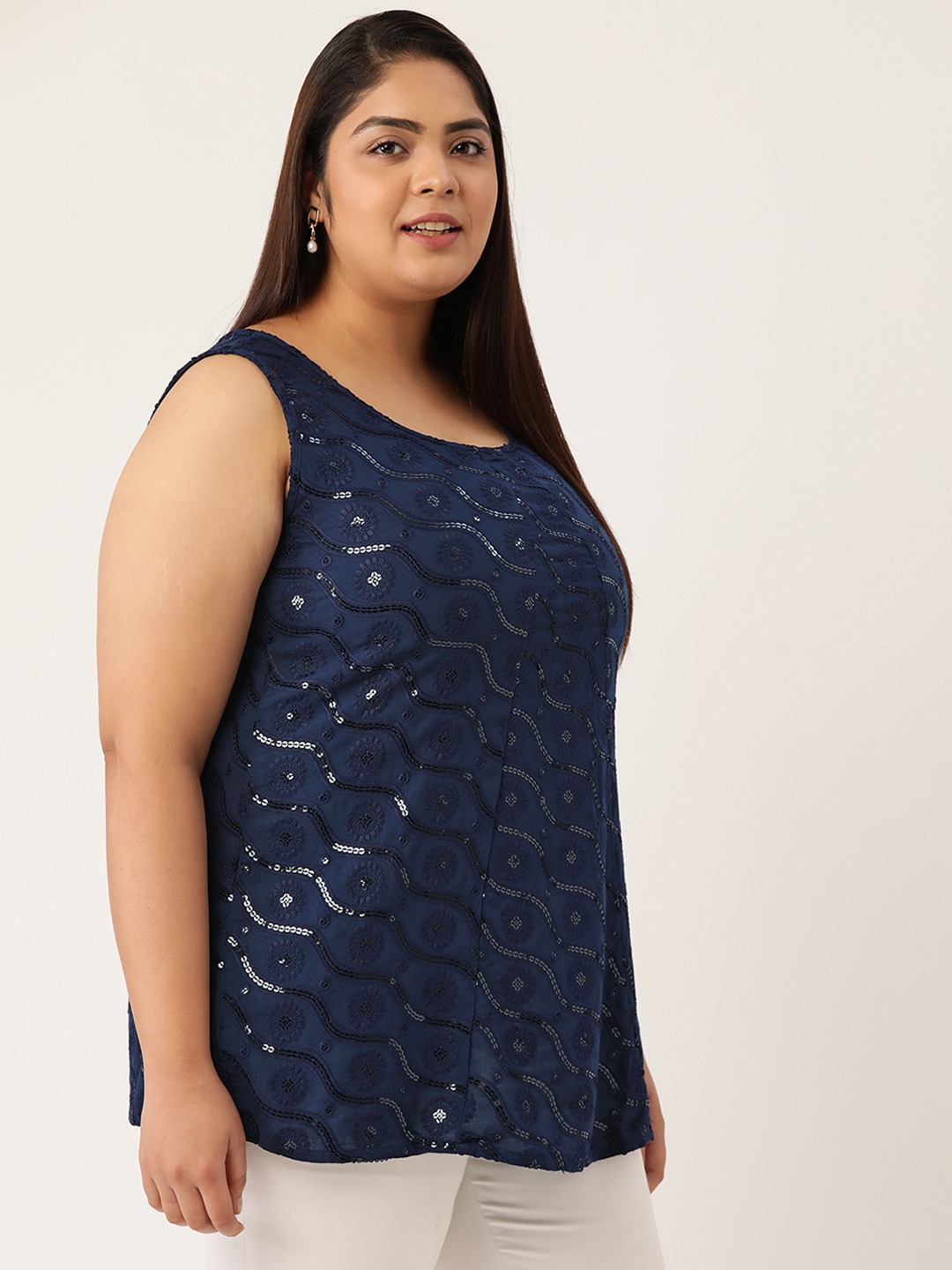 Women's Plus SizeNavy Blue Embellished Top