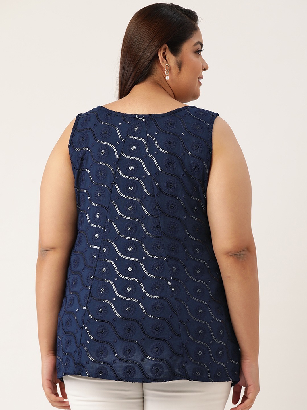 Women's Plus SizeNavy Blue Embellished Top