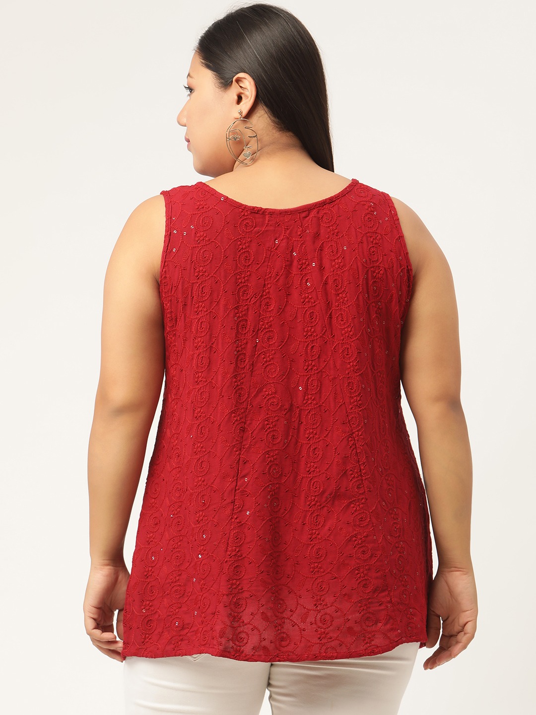 Women's Plus SizeRed Embellished Top