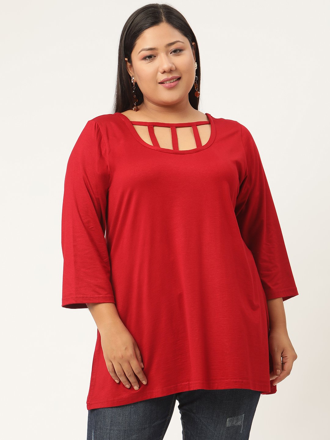 Women's Plus Size Maroon Solid Color Knitted Regular Top